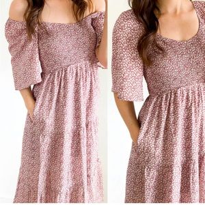 Wishlist Ditsy Floral Fit and Flare with Flutter Sleeves